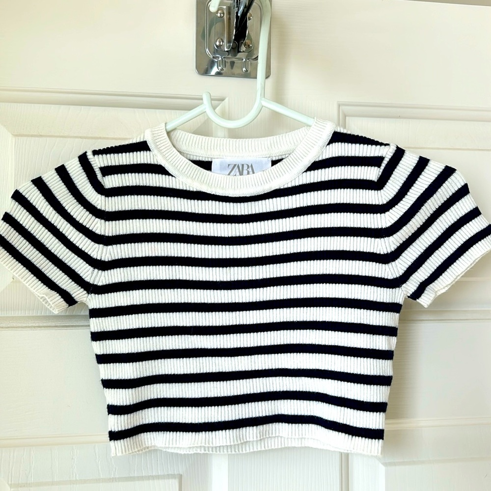 Zara Girls Navy striped top Size Youth 6/7
